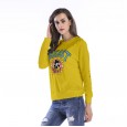 Sweater women's new round neck hole print casual loose large size women's shirt