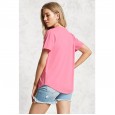 New trend sexy low-cut T-shirt women's summer loose loose thin solid color short-sleeved top
