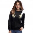 Spring new eyes arm personality printed t-shirt top round neck loose long sleeve sweater