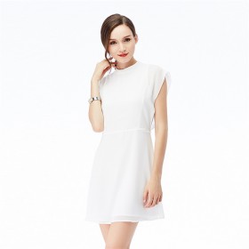 Spring and summer women's new ruffled fashion simple slim sleeveless chiffon dress