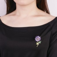Trendy Colorful Rhinestone Flower Brooch Sweet Clothes Accessories Gift for Women - Purple 