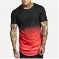 Men Gradient Stitching Crew Neck Short Sleeve T-Shirts - 04 M 