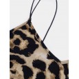 Leopard Snake Print Straps Sleeveless Casual Bodycon Dress - Brown L 