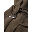Women Solid Elastic Waist Button Casual Pants - S Army Green 