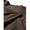 Women Solid Elastic Waist Button Casual Pants - S Army Green 