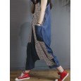 Leopard Print Patchwork Loose Causal Harem Jumpsuit - 3XL Black 