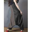 Leopard Print Patchwork Loose Causal Harem Jumpsuit - 3XL Black 