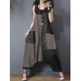 Leopard Print Patchwork Loose Causal Harem Jumpsuit - 3XL Black 