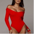 V-neck long sleeve pit strip wild bottoming jumpsuit women's clothing