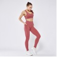 New splicing pocket yoga pants double-sided nylon high elastic tight sports high waist fitness pants women