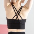 New Yoga Bra Female Cross Sling Beautiful Back Sports Vest Running Fitness Quick Dry Gathering Bra