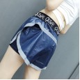 Anti-glare sports shorts women loose thin section yoga fitness running outside wearing quick-drying fake two boxing shorts women