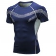 Men's printed fitness short-sleeved training running sportswear breathable high elastic quick-drying tight T-shirt top 9