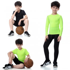 Children's clothing boys and girls tight PRO sports fitness training running long-sleeved clothes stretch quick-drying shorts trousers