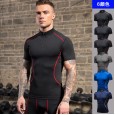 Men's stand collar fitness short-sleeved PRO training running elastic T-shirt sports quick-drying tight-fitting short sleeve 913