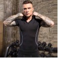 Men's stand collar fitness short-sleeved PRO training running elastic T-shirt sports quick-drying tight-fitting short sleeve 913