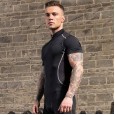 Men's stand collar fitness short-sleeved PRO training running elastic T-shirt sports quick-drying tight-fitting short sleeve 913