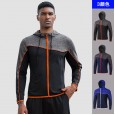 Men's autumn and winter loose sports jacket running leisure fitness clothes hooded training suit zipper long sleeve 91605