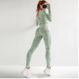 Seamless camouflage suit female high elasticity fitness fitness yoga two-piece suit