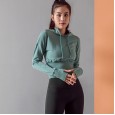 Amoy autumn and winter new hooded sports long-sleeved women's waist slimming sweater female yoga running fitness jacket