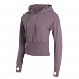 Amoy autumn and winter new hooded sports long-sleeved women's waist slimming sweater female yoga running fitness jacket
