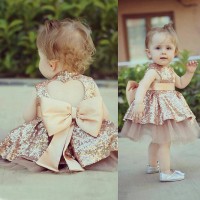 Children's clothing summer sleeveless sequin ball dress