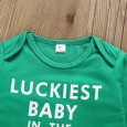 Baby autumn new product green long-sleeved triangle khaki female baby striped trousers children's two-piece suit