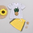 Children's clothing summer children's new suit female strapless wave point pineapple short sleeve straight lace skirt suit