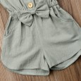 Children's clothing new summer baby boy flying sleeve shorts single-breasted bow jumpsuit
