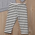 Children's clothing new men and women baby cute panda printed long-sleeved shirt gray striped trousers two-piece