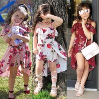 Summer new baby children's skirt word collar sling swallowtail floral skirt