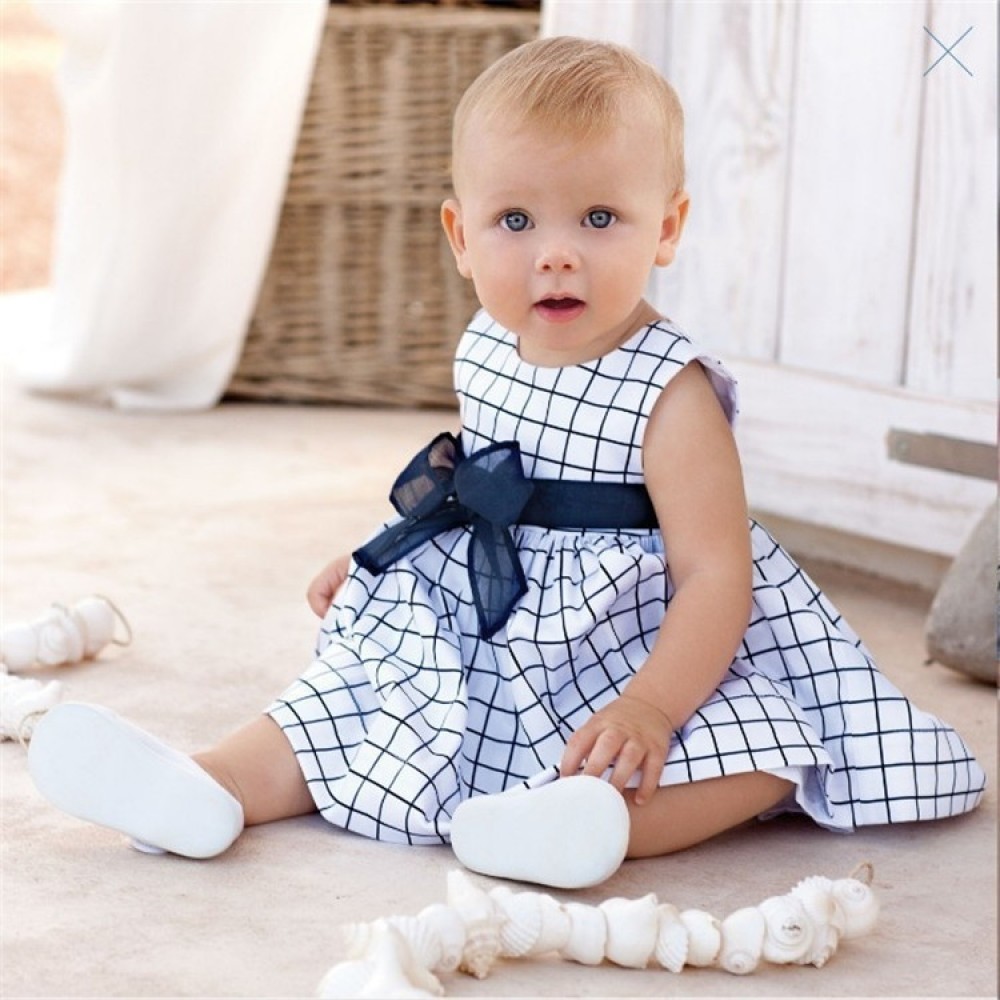 Children's skirt summer new product infant girl sleeveless plaid dress