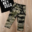 Trendy men and women baby letter short sleeve T-shirt camouflage trousers two-piece suit