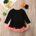 Autumn new female baby halloween pumpkin long-sleeved hakama skirt children's clothing triangle climbing suit two-piece suit