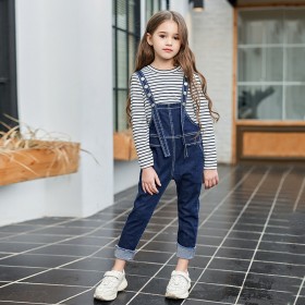 Girl's pants suit two-piece set autumn new girl suit big boy jacket suspenders