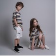 Girls Striped Straight Skirt Boys Round Neck Short Sleeve Summer Children Brother and Sister Dresses