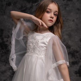 Girls' short-sleeved princess dress, large children's clothing, piano flower girl gauze dress, summer skirt