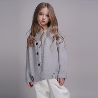 Children's clothing knitted cardigan spring clothes new children's knitted jacket boys and girls gray wild sweater