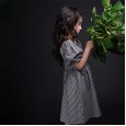 Girls' plaid short-sleeved dress, children's cotton summer dress, middle-aged children's parent-child dress