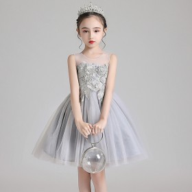 Children's clothing women's summer new children's dresses in the big children's mesh gauze skirt dress to host the performance