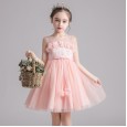 New girl summer style children's clothing princess style dress embroidered foreign fluffy mesh gown dress