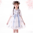 Girls short-sleeved dress summer new national style costume children's hanfu costumes