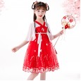 Girls' summer red festive children's hanbok cotton Chinese style embroidery short-sleeved middle-aged boy skirt