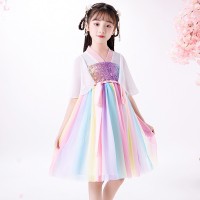 Children's clothing Hanfu Chinese style summer skirt bowknot mesh yarn fairy rainbow skirt