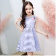 Children's summer new girl plaid vest skirt female baby princess dress