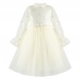 Girls long-sleeved dress spring and autumn new foreign style show dress princess style fluffy mesh skirt