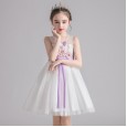 Girls dress embroidered flower dress white summer princess skirt cutout vest puffy mesh skirt show