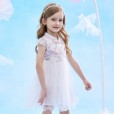Summer new short-sleeved Hanfu children's dress children's clothing Republic of China buckle embroidered mesh girl dress