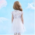 Summer new short-sleeved Hanfu children's dress children's clothing Republic of China buckle embroidered mesh girl dress