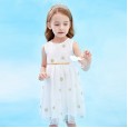 Summer new sleeveless rose embroidered gauze puffy princess dress children's dress girls dress